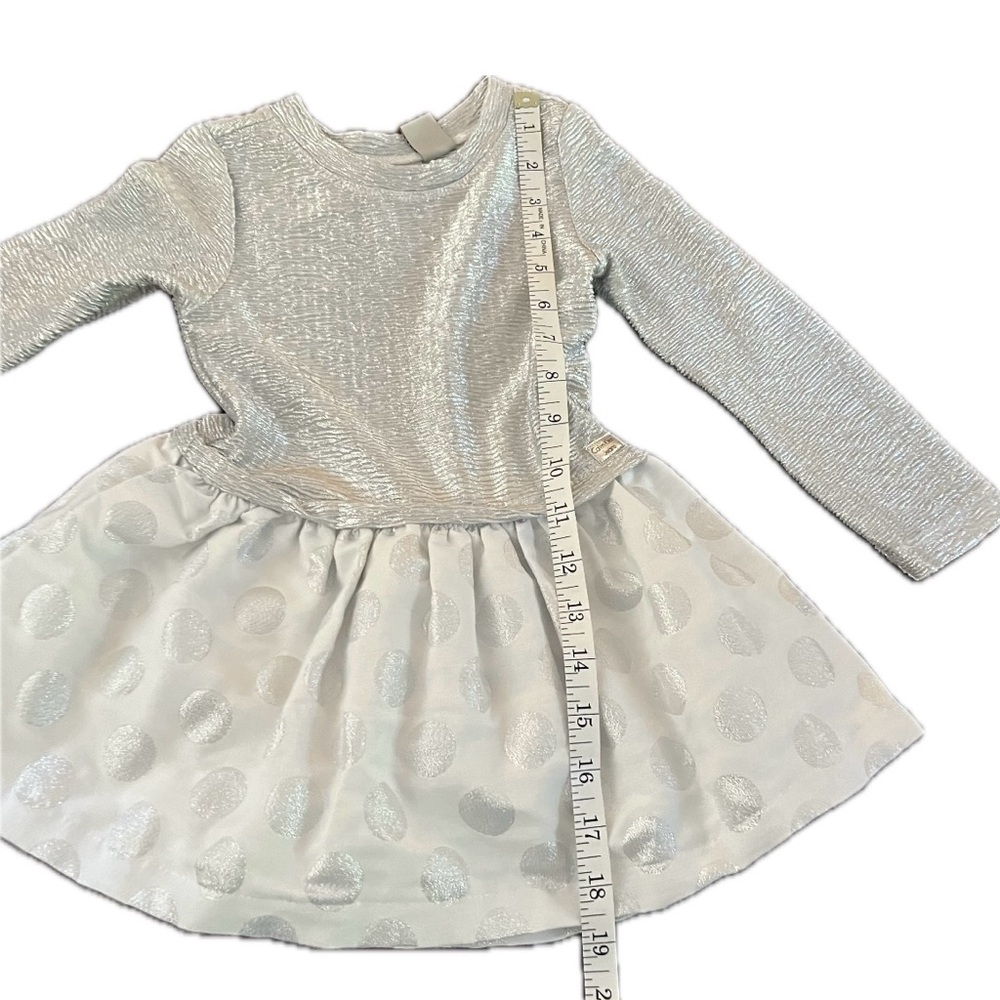 Beautiful silver and white baby girl dress long sleeve Calvin Klein size 24 M - Picture 4 of 8